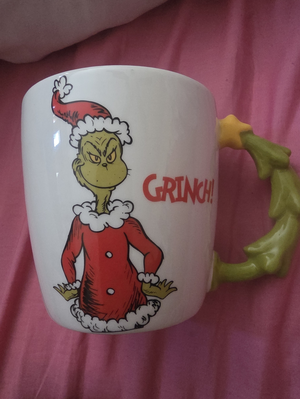 Grinch Ceramic Holiday Mug with Green Tree-Handle
